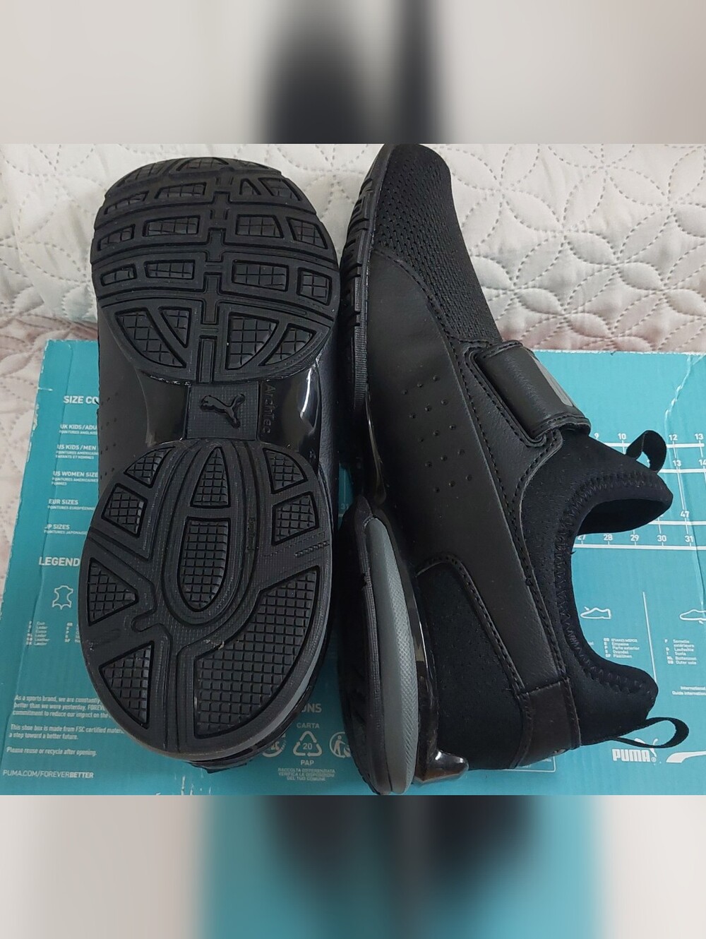 PUMA SoftFoam Black Slip-On Athletic Shoes JUNIOR - Picture 7 of 9